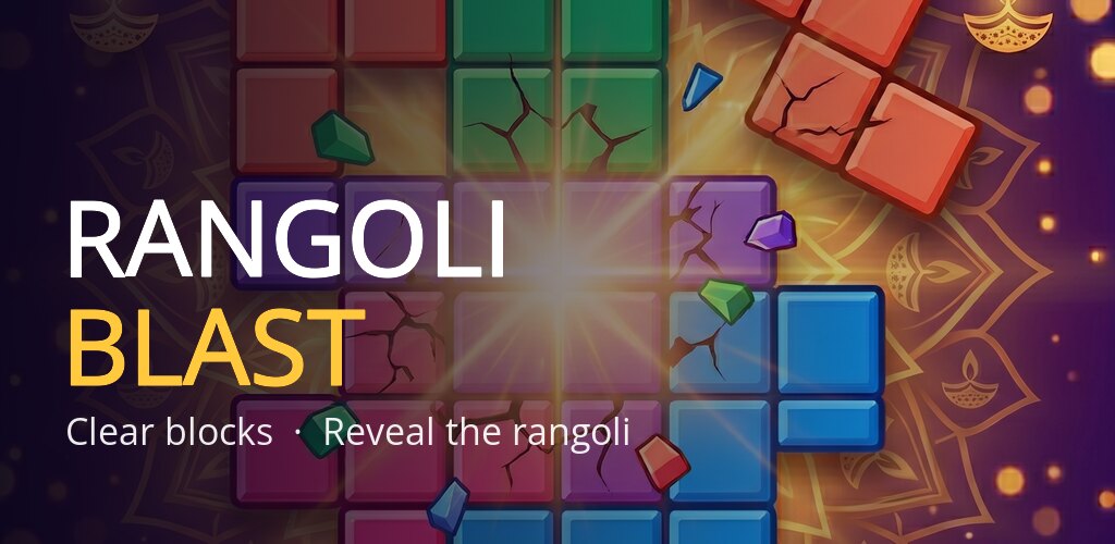 Rangoli Blast — clear blocks, reveal the rangoli